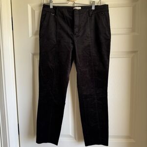 Anthropologie Essential Slim Black Velvet Ankle Pants Size 8